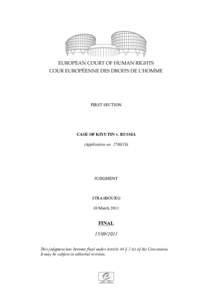 FIRST SECTION  CASE OF KIYUTIN v. RUSSIA (Application no[removed]JUDGMENT