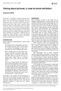 Visual Studies, Vol. 17, No. 1, 2002  Talking about pictures: a case for photo elicitation