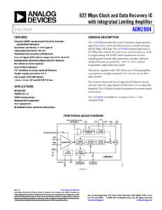 622 Mbps Clock and Data Recovery IC with Integrated Limiting Amplifier ADN2804  Data Sheet