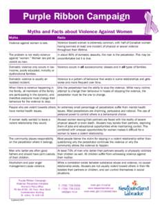 Purple Ribbon Campaign Myths and Facts about Violence Against Women Myths Facts