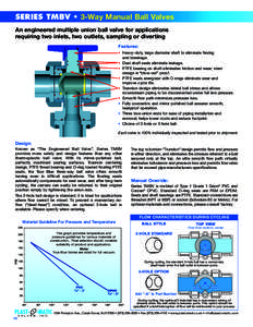 SERIES TMBV • 3-Way Manual Ball Valves An engineered multiple union ball valve for applications requiring two inlets, two outlets, sampling or diverting Features: • Heavy-duty, large diameter shaft to eliminate flexi