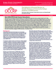 ISSN 1939-361X (Print) and ISSN[removed]Online)  C O L L EG E O F H U M A N S C I E N C E S OCCRP RESEARCH BRIEF NO. 5 Series on STEM Student Success Literacy Project