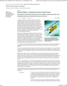 Beyond Silicon: Cutting the Costs of Solar Power | U.S. DOE Office of Science (SC)
