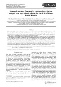 INTERNATIONAL JOURNAL OF CLIMATOLOGY Int. J. Climatol. 27: 1389–[removed]Published online 22 January 2007 in Wiley InterScience (www.interscience.wiley.com) DOI: [removed]joc[removed]Seasonal sea-level forecasts by can