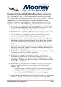 Comments on Aviation Safety Regulation Review report                                                       15 June 2014