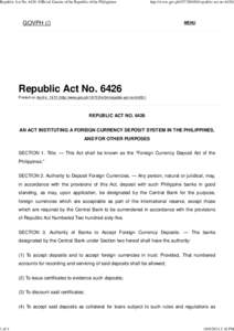 Republic Act No. 6426 | Official Gazette of the Republic of the Philippines  1 of 4 http://www.gov.ph[removed]republic-act-no-6426/
