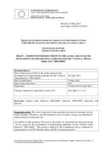 EUROPEAN COMMISSION HEALTH AND CONSUMERS DIRECTORATE-GENERAL Health products and systems Medicinal products – quality, safety and efficacy  Brussels, 15 May 2013