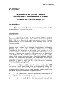 CB[removed]For Information 5 January 2007 Legislative Council Panel on Transport Subcommittee on matters relating to railways