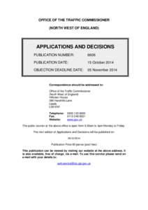 Applications and decisions 15 October 2014