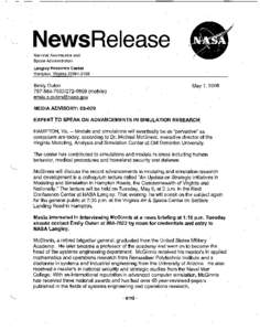 NewsRelease National Aeronautics and Space Administration Langley Research Center Hampton, Virginia[removed]