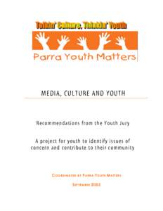 MEDIA, CULTURE AND YOUTH  Recommendations from the Youth Jury A project for youth to identify issues of concern and contribute to their community