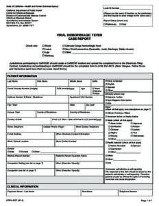 State of California—Health and Human Services Agency  Local ID Number ___________________________ California Department of Public Health Center for Infectious Diseases