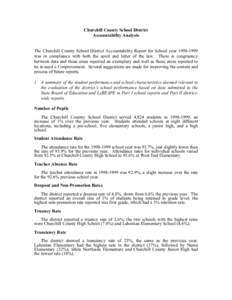 Churchill County School District Accountability Analysis The Churchill County School District Accountability Report for School year[removed]was in compliance with both the spirit and letter of the law. There is congrue