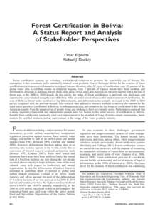 Forest certification in Bolivia: A status report and analysis of stakeholder perspectives