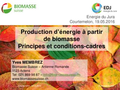 Energie du Jura Courtemelon, Production d’énergie à partir de biomasse Principes et conditions-cadres