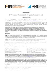 Press release FIR-PRI awards Call for papers 2013