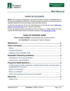 Human Resource Services Learning Services Mini-Manual CHART OF ACCOUNTS NOTE: This document is designed to use online and has a number of embedded links to