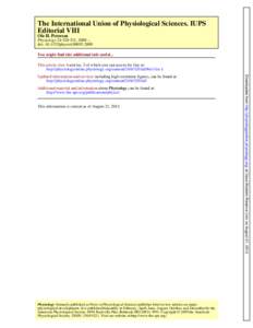 The International Union of Physiological Sciences. IUPS Editorial VIII Ole H. Petersen Physiology 24:, 2009. ; doi: physiol