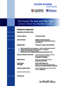 Email Invite to Claridges hotel - The Good, The Bad and The Ugly: Lessons from the Market Crises