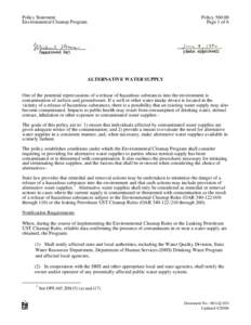 Alternative Water Supply Policy Statement