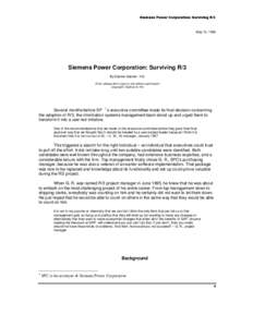  	  	
		   May 13, 1999 Siemens Power Corporation: Surviving R/3 By Sabine Gabriel Hirt