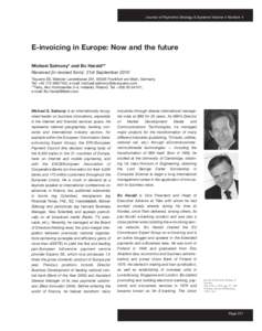 Salmony:JSC page.qxd[removed]:43 Page 371  Journal of Payments Strategy & Systems Volume 4 Number 4 E-invoicing in Europe: Now and the future Michael Salmony* and Bo Harald**