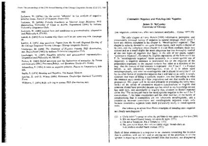 From: The proceedings of the 27th Annual Meeting of the Chicago Linguistics Society (CLS 27), Ladusaw, W. (1979a) On the notion “affective’ in the analysis of negative polarity items, Journal of Linguistic 