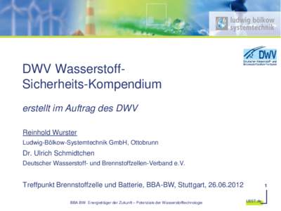 ludwig bölkow systemtechnik DWV WasserstoffSicherheits-Kompendium erstellt im Auftrag des DWV Reinhold Wurster