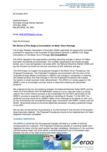 Energy Retailers Association of Australia Suite 3, Level 5, 189 Kent Street, SYDNEY NSW 2000 TW www.eraa.com.au 24 October 2014