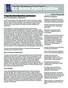 Frequently Asked Questions and Answers from the  B.C. Human Rights Coalition w w w . b c h r c o a l i t i o n . o r g  Frequently Asked Questions and Answers