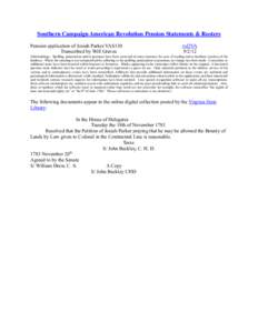 Southern Campaign American Revolution Pension Statements & Rosters Pension application of Josiah Parker VAS130 Transcribed by Will Graves vsl2VA[removed]