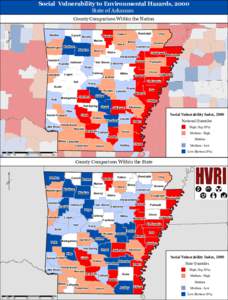 Social Vulnerability to Environmental Hazards, 2000 State of Arkansas County Comparison Within the Nation 