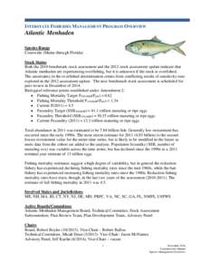 INTERSTATE FISHERIES MANAGEMENT PROGRAM OVERVIEW  Atlantic Menhaden Species Range Coastwide (Maine through Florida) Stock Status