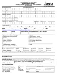 Reset Form  Print Form Florida Medicaid Prior Authorization
