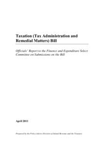 Taxation (Tax Administration and Remedial Matters) Bill