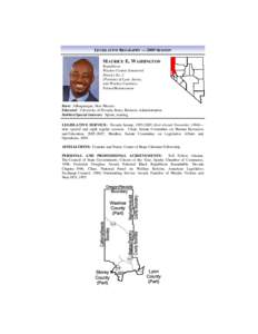 LEGISLATIVE BIOGRAPHY — 2009 SESSION  MAURICE E. WASHINGTON Republican Washoe County Senatorial District No. 2