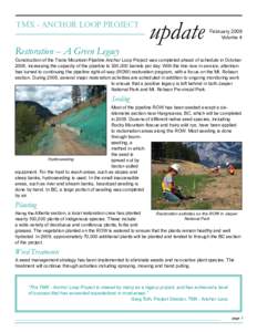 TMX - ANCHOR LOOP PROJECT  Restoration – A Green Legacy update