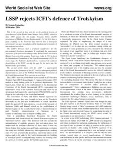 World Socialist Web Site  wsws.org LSSP rejects ICFI’s defence of Trotskyism By Saman Gunadasa