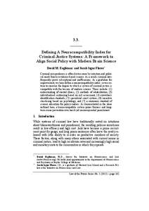 3.3. ______ 14Defining A Neurocompatibility Index for Criminal Justice Systems: A Framework to Align Social Policy with Modern Brain Science David M. Eagleman* and Sarah Isgur Flores**