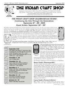 Volume 17 ◆ Issue 1 ◆ 65th Anniversary Issue  September 2003 Department of the Interior • 1849 C Street, NW • Washington, DC 20240 • ([removed]Open Monday – Friday 8:30 am – 4:30 pm & the 3rd Saturday 