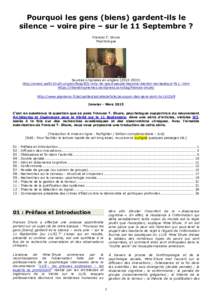 Pourquoi les gens (biens) gardent-ils le silence – voire pire – sur le 11 Septembre ? Frances T. Shure Psychologue  Sources originales en anglais)