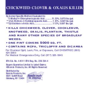 CHICKWEED CLOVER & OXALIS KILLER By Isomer Specific Method, Equivalent to: *2-Methyl-4-Chlorophenoxyacetic Acid[removed]%, 0.970 lbs./gal. **3,5,6-Trichloro-2-Pyridinyloxyacetic Acid[removed]%, 0.097 lbs./ga