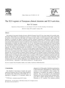 Clinica Chimica Acta[removed] – 148 www.elsevier.com/locate/clinchim The EC4 register of European clinical chemists and EC4 activities Rob T.P. Jansen Department of Clinical Chemistry, St. Anna Hospital, P.O. Box