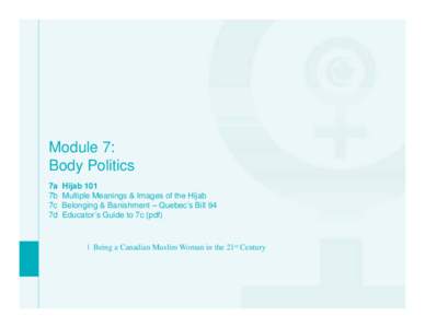 Module 7: Body Politics 7a 7b 7c 7d