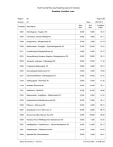 North Central Province Road Development Authority Roadwise Condition Index Region:-  All