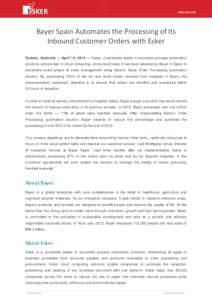 Economy of Germany / Automation / Chemistry / Esker Fax / Esker SA / Bayer / Technology