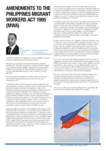 Amendments to the Philippines Migrant Workers ActMWA)  Sam