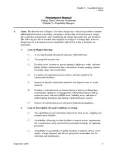 Chapter 3 – Feasibility Designs 1. Dams Reclamation Manual Design Data Collection Guidelines Chapter 3 – Feasibility Designs