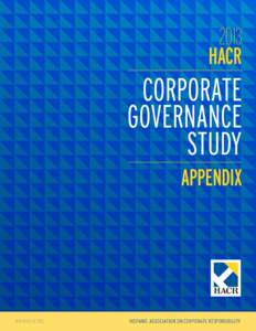 2013 HACR CORPORATE GOVERNANCE STUDY