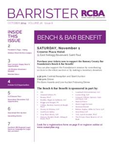 BARRISTER OCTOBER 2014 VOLUME 26 Issue 8 INSIDE THIS ISSUE